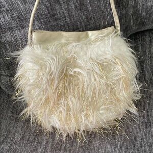 American Vintage ty glam bag - cream feathered mini bag